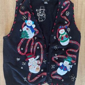 Vintage Christmas Snowman Sweater Vest 3XL